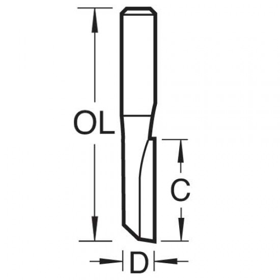 2/7X1/2TC Single flute cutter 9.5mm diameter