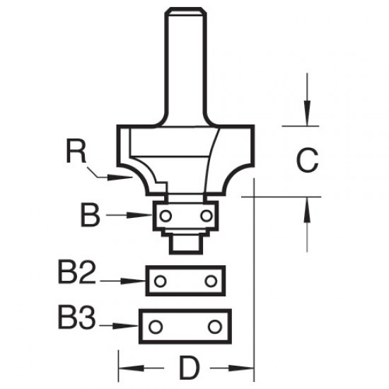 40/13X1/4TC Bearing guided ovolo cutter 6.3mm radius