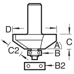 46/34X1/2TC Bearing guided bevel cutter 25 degrees