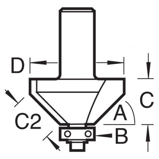 46/380X1/2TC Bearing guided chamfer cutter 45 degrees