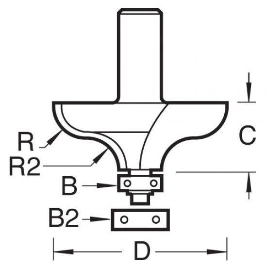46/66X1/4TC Bearing guided ogee cutter