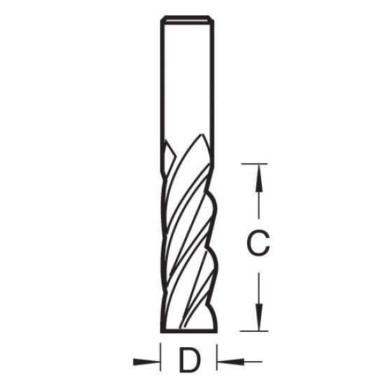 56/3X1/2HSS Acrylic Spiral 4 flute 12.7 x 45mm cut x 96mm