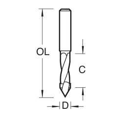 64/05X1/4TC Through hole drill 5mm dia x 37mm flute