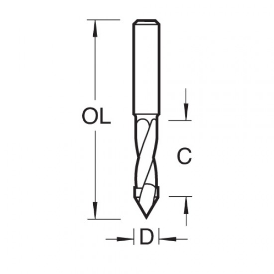64/05X1/4TC Through hole drill 5mm dia x 37mm flute