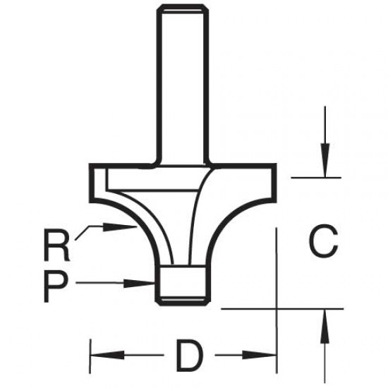 7E/1X1/4TC Pin guided round over cutter