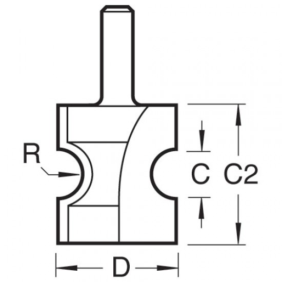9/5X1/2TC Small bead radius cutter 12.7mm radius