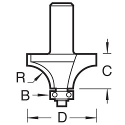 90/26X1/4TC Bull nose combination cutter