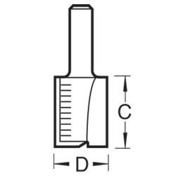 C021SX1/4TC Two Flute 12.7mm Diameter x 25mm Cut Scale