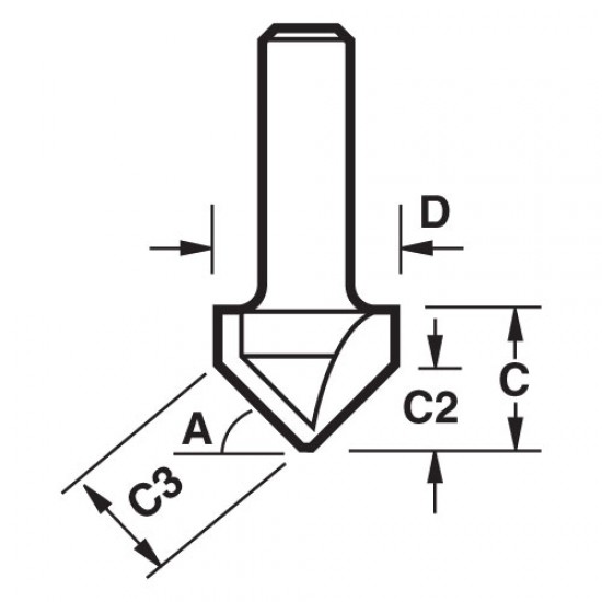 C043X8MMTC Chamfer V groove  cutter angle=60 degrees