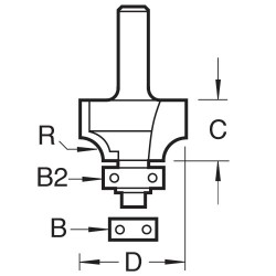 C074CX1/4TC Rounding over 2.0mm radius x 9.5mm cut