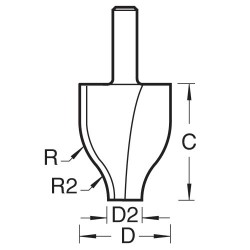 C151X1/4TC Vertical panel 22mm radius