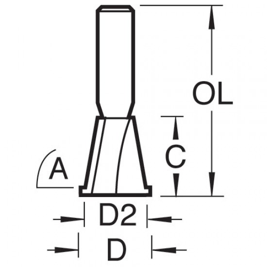 C163X1/4TC Dovetail 15mm diameter x 104 degrees spurs