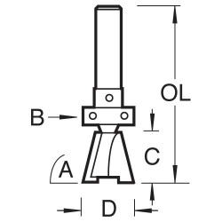 C162AX1/4TC Dovetail 15mm diameter x 104 degrees guided