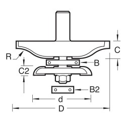 C184AX1/2TC Guided ogee raiser & back cutter R40mm