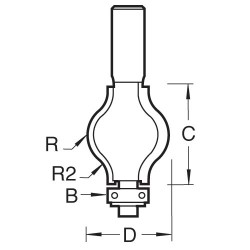C218X1/2TC Bearing guided hand rail 9.5mm radius