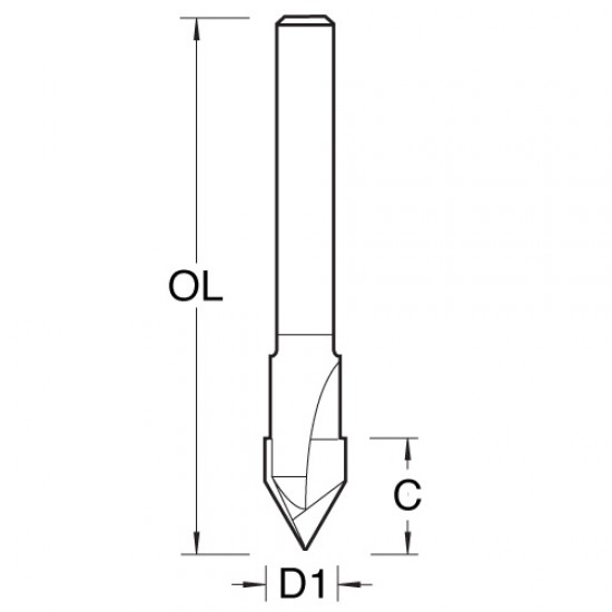 CNCM/2X4MMTC 60 deg v groove 6.3mm wood 4635V060