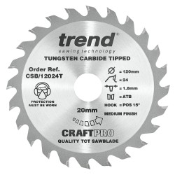 CSB/12024T Craft saw blade 120mm x 24 teeth x 20mm thin