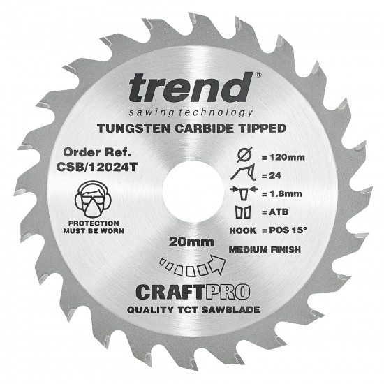 CSB/12024T Craft saw blade 120mm x 24 teeth x 20mm thin