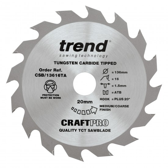 CSB/13616TA Craft saw blade 136 x 16 teeth x 20 thin