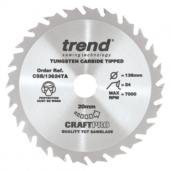 CSB/13624TA Craft saw blade 136 x 24 teeth x 20 thin