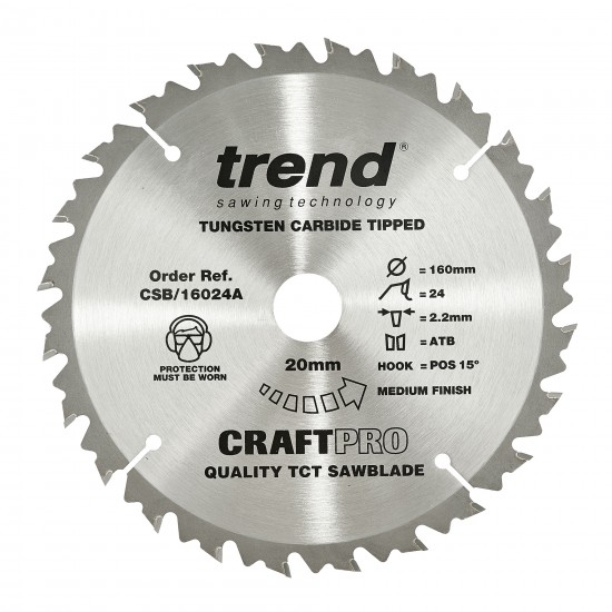 CSB/16024A Craft saw blade 160mm x 24 teeth x 20mm
