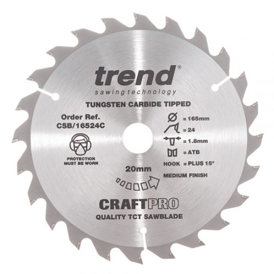 CSB/16524C Craft saw blade 165mm x 24 teeth x 20mm