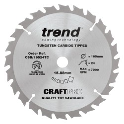 CSB/16524TC Craft saw blade 165mm x 24 teeth x 15.88 thin