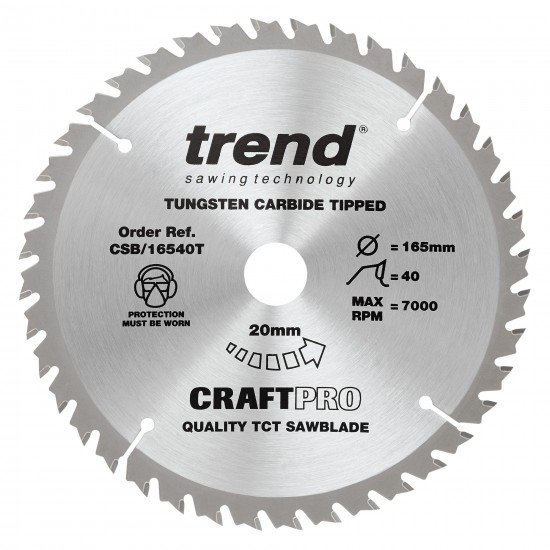CSB/16540T Craft saw blade 165mm x 40 teeth x 20 thin
