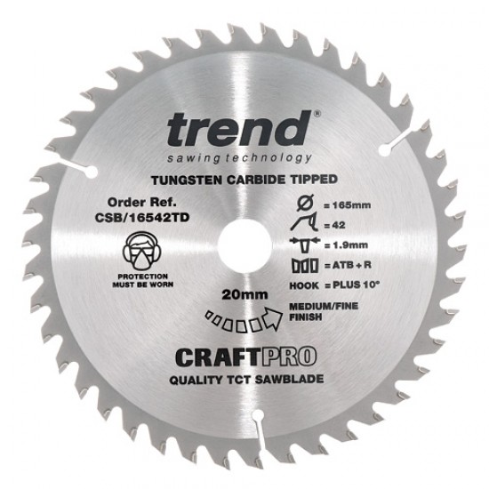 CSB/16542TD Craft saw blade 165mm x 42 teeth x 20 thin