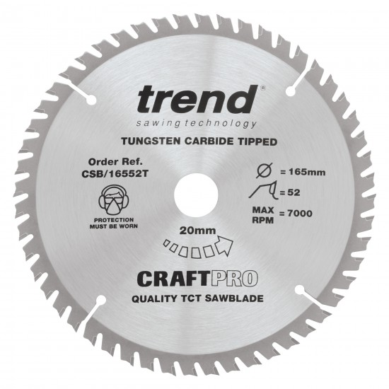CSB/16552T Craft saw blade 165mm x 52 teeth x 20 thin