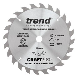 CSB/18424 Craft saw blade 184mm x 24 teeth x 16mm