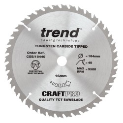 CSB/18440 Craft saw blade 184mm x 40 teeth x 16mm