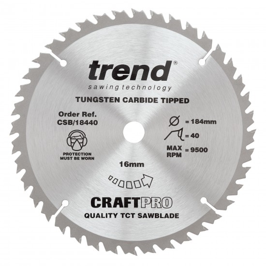 CSB/18440 Craft saw blade 184mm x 40 teeth x 16mm
