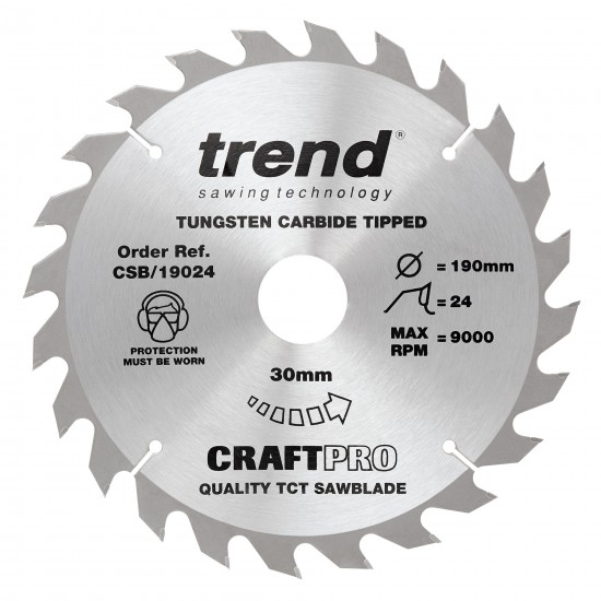 CSB/19024 Craft saw blade 190mm x 24 teeth x 30mm