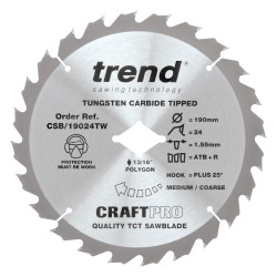 CSB/19024TW Craft sawblade 190mm x 24 teeth x 5/8 thin Wormdrive