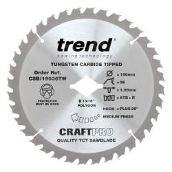 CSB/19036TW Craft sawblade 190mm x 36 teeth x 5/8 thin Wormdrive