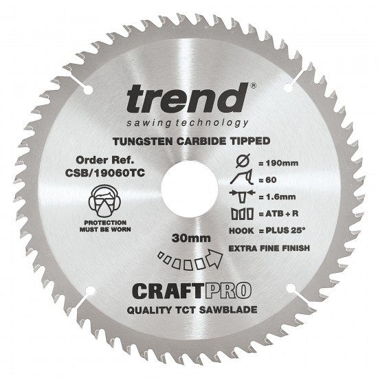 CSB/19060TC Craft saw blade 190mm x 60 teeth x 30 x 1.55 for DCS575