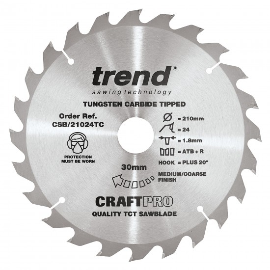 CSB/21024TC Craft saw blade 210mm x 24 teeth x 30 x 1.8 for DCS7485