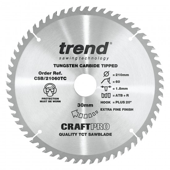 CSB/21060TC Craft saw blade 210mm x 60 teeth x 30 x 1.8 for DCS7485