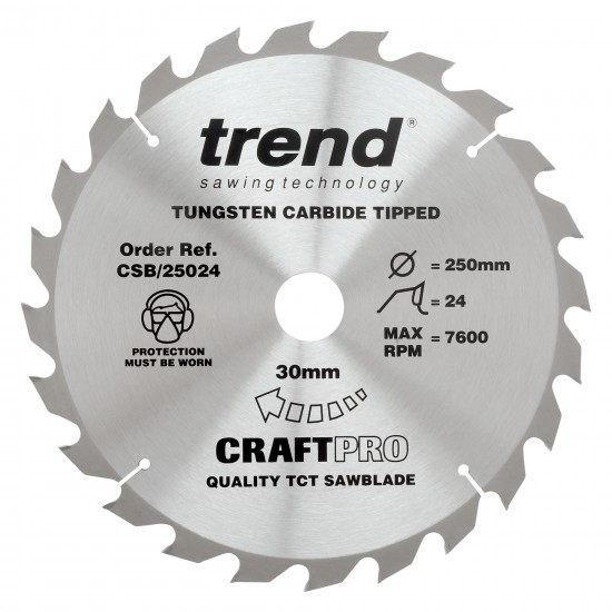 CSB/25024 Craft saw blade 250mm x 24 teeth x 30mm