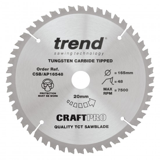 CSB/AP16548 Craft saw blade aluminium and plastic 165 x 48 teeth x 20