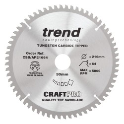 CSB/AP21664 Craft saw blade aluminium and plastic 216mm x 64 teeth x 30mm