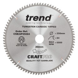 CSB/AP25084 Craft saw blade aluminium and plastic 250mm x 84 teeth x 30mm