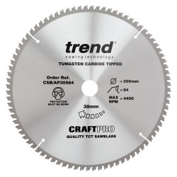 CSB/AP30584 Craft saw blade aluminium and plastic 305mm x 84 teeth x 30mm