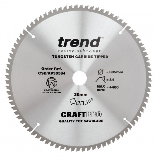CSB/AP30584 Craft saw blade aluminium and plastic 305mm x 84 teeth x 30mm