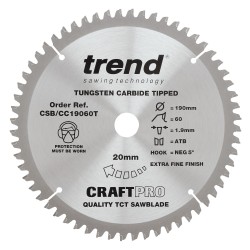 CSB/CC19060T Craft saw blade crosscut 190mm x 60 teeth x 20mm thin