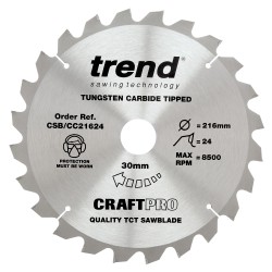 CSB/CC21624 Craft saw blade crosscut 216mm x 24 teeth x 30mm