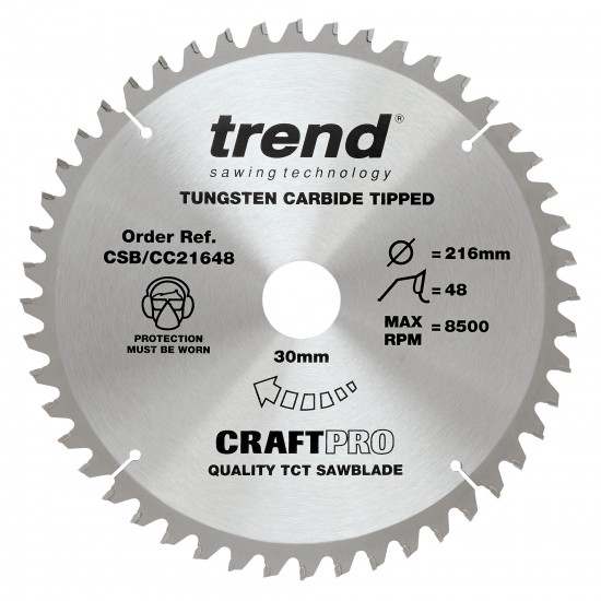 CSB/CC21648 Craft saw blade crosscut 216mm x 48 teeth x 30mm