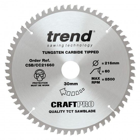 CSB/CC21660 Craft saw blade crosscut 216mm x 60 teeth x 30mm