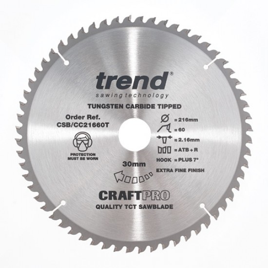 CSB/CC21660T Craft saw blade crosscut 216mm x 60 teeth x 30mm thin